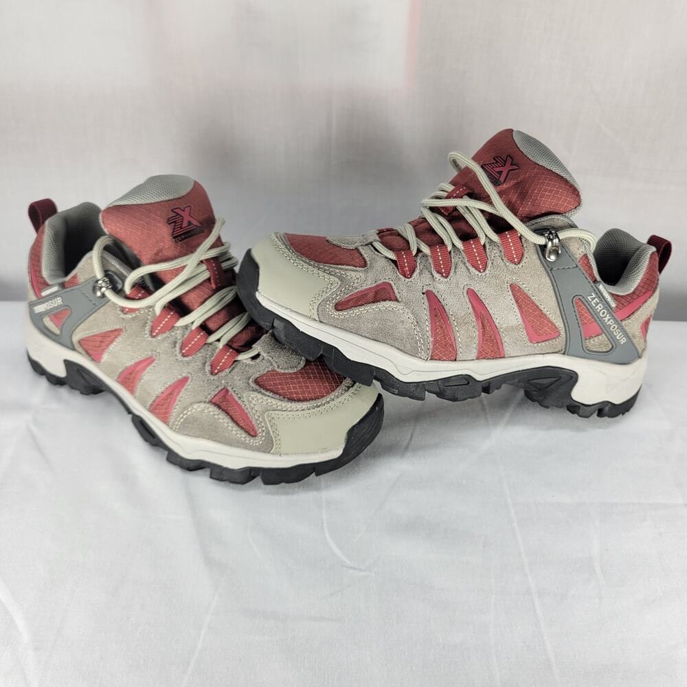 ZeroXposur Women’s 8M Colorado Lo WP Waterproof Hiking Shoes Red Gray Trail
